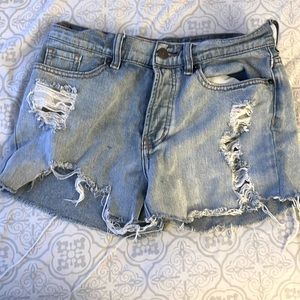 Light-washed denim shorts